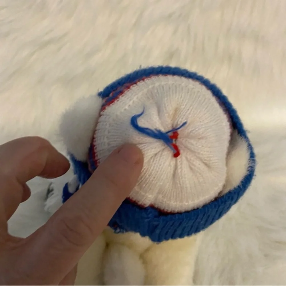 Vintage 1988 PTC Prestige Toy White Blue Ice Skating  Plush Holiday Christmas‎